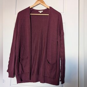 Garage Open-Front Cardigan in Plum